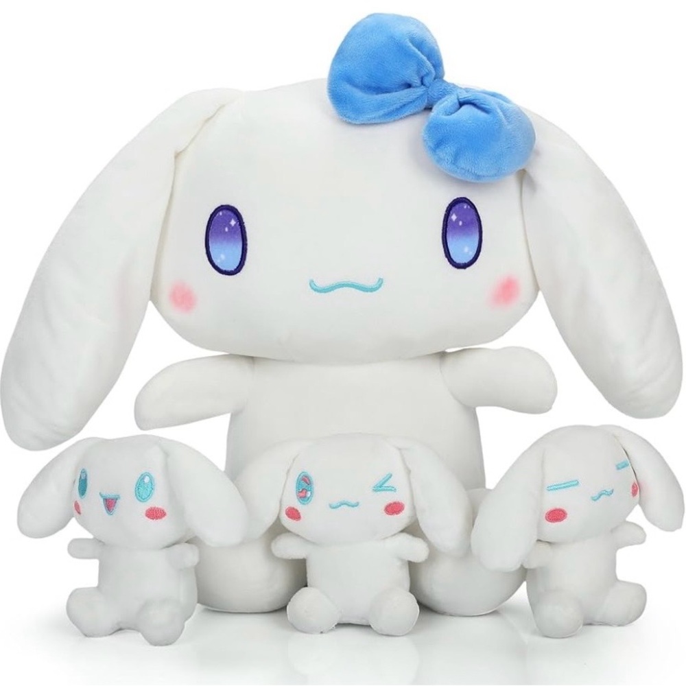 Charming White Plush Bunny with Blue Bow